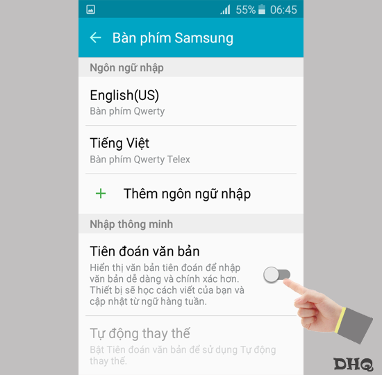 Chọn tắt tiên đoán văn bản